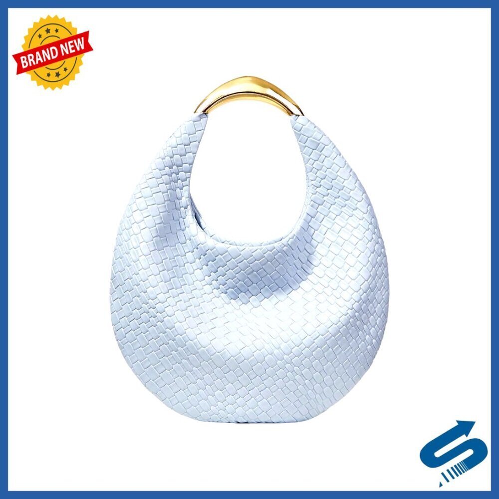 Elegant Retro Clutch Purse Woven PU Leather Metal Handle Evening Bag